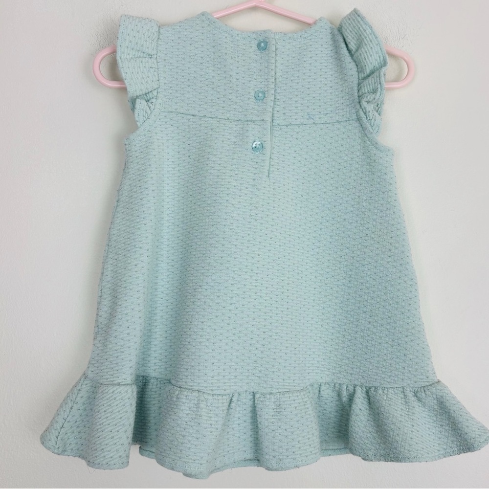 Janie and Jack pale green with silver metallic thread 6-12 month dress. - Picture 2 of 4